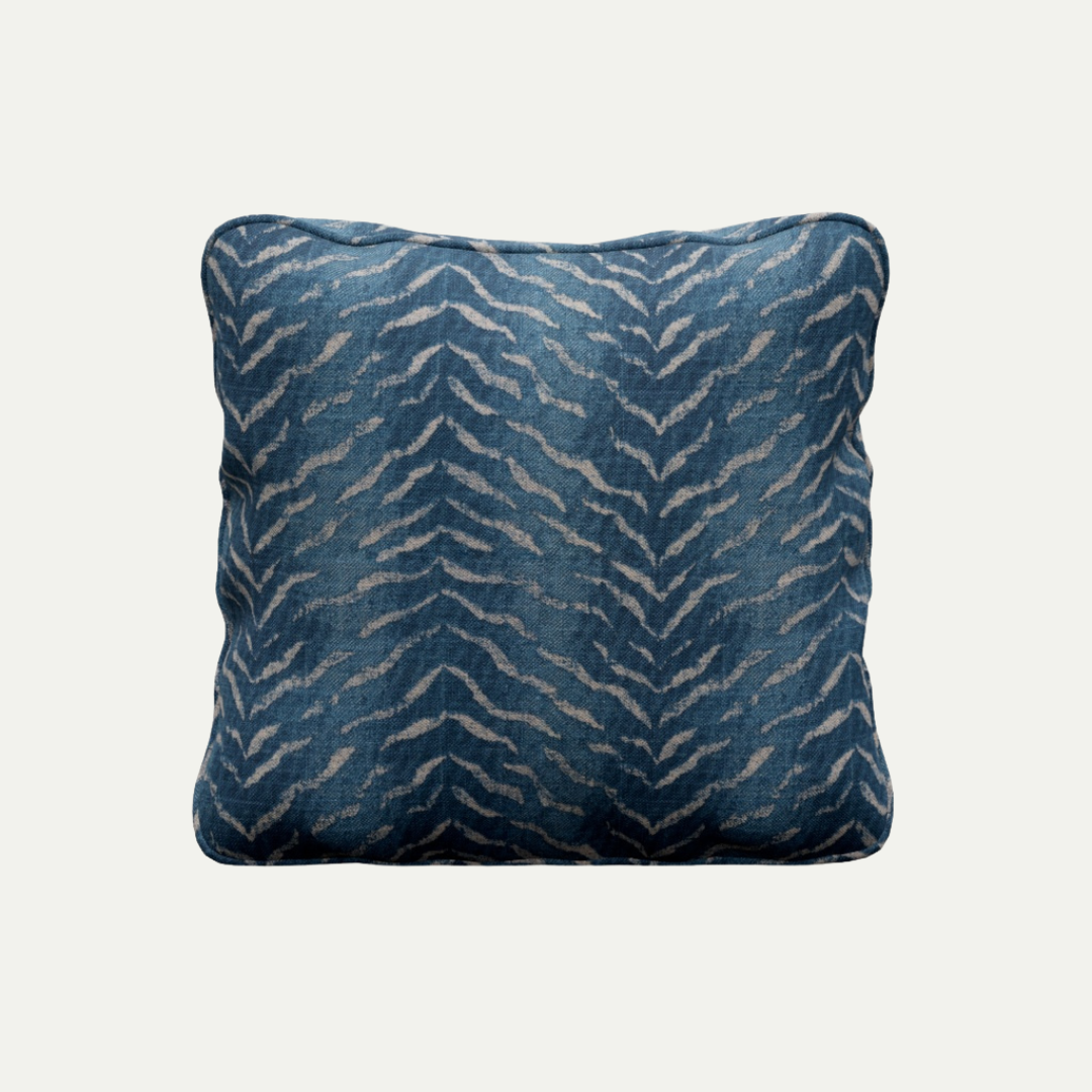 Norwalk Blue Pillow with Gray Zebra Print