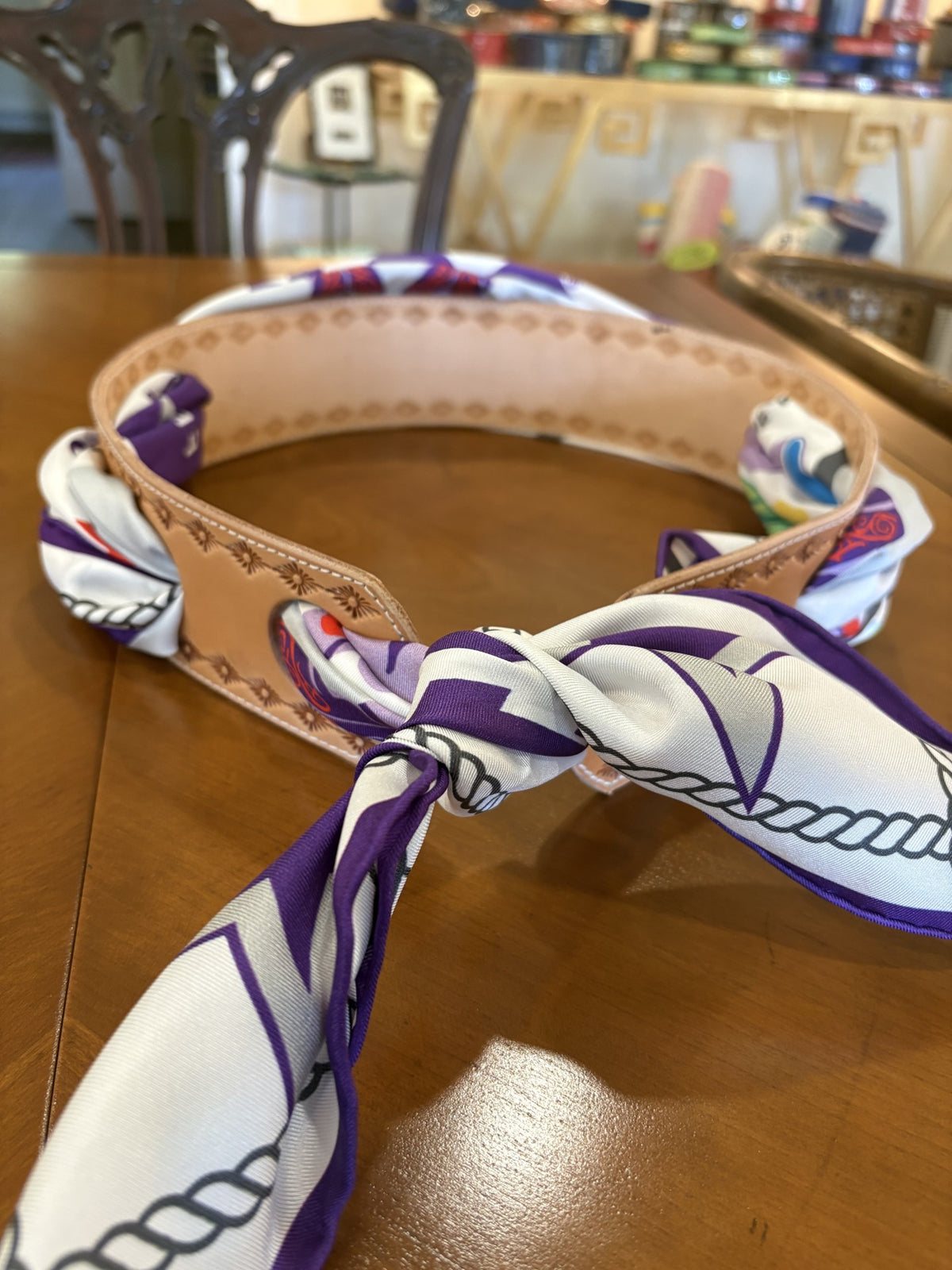 Leather Embossed Scarf Belts