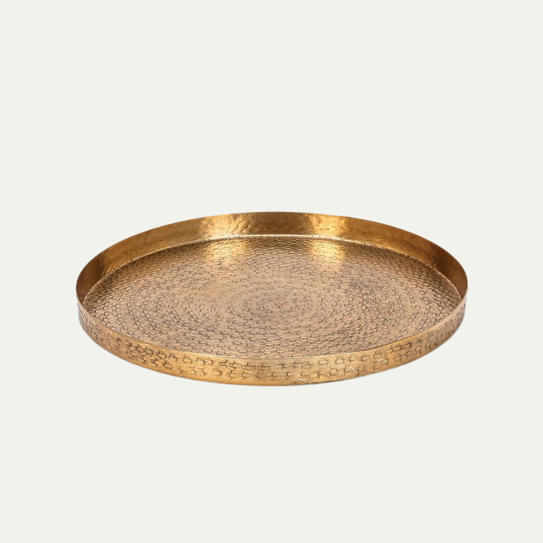 Medium Hammered Tray with Antique Gold Edge