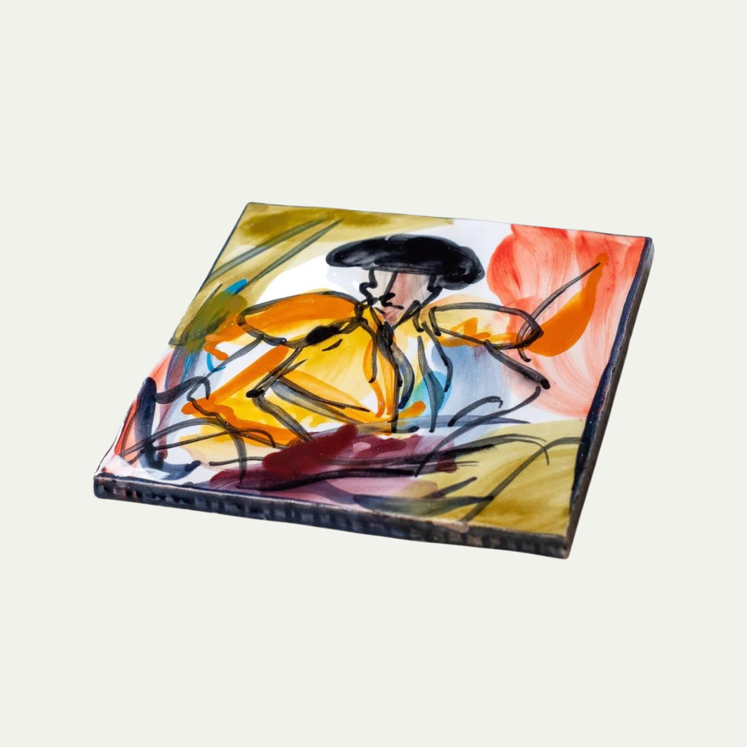 Handpainted tile with Spanish Bullfighter