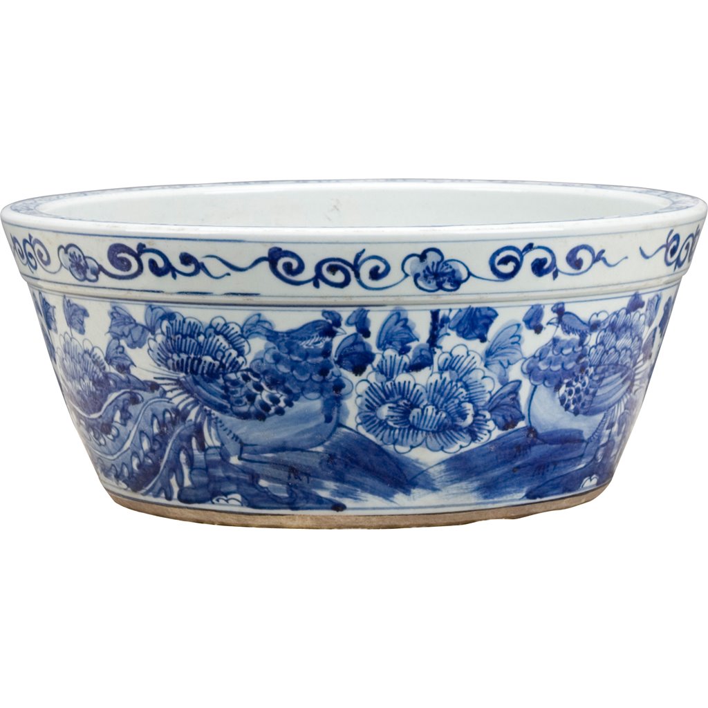 Round Basin- Blue and White