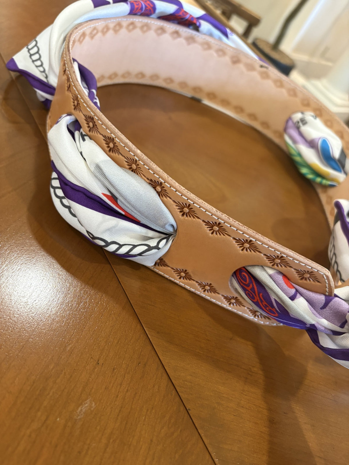 Leather Embossed Scarf Belts