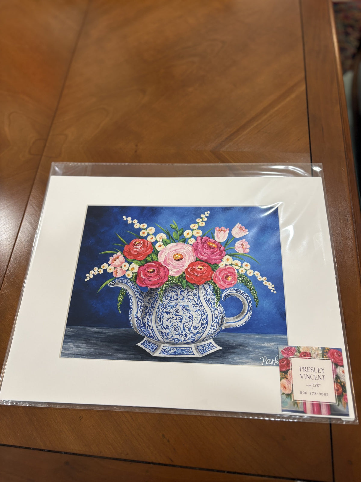 Bouquet in Blue and White Vase by Presley Vincent