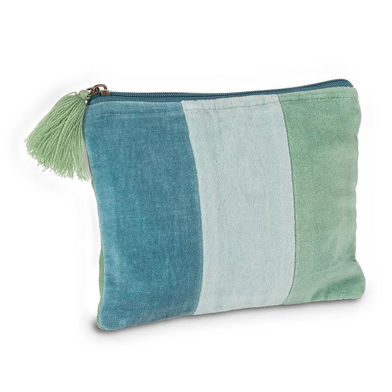 Medium Striped Velvet Pouch with Tassel-6x8&quot;