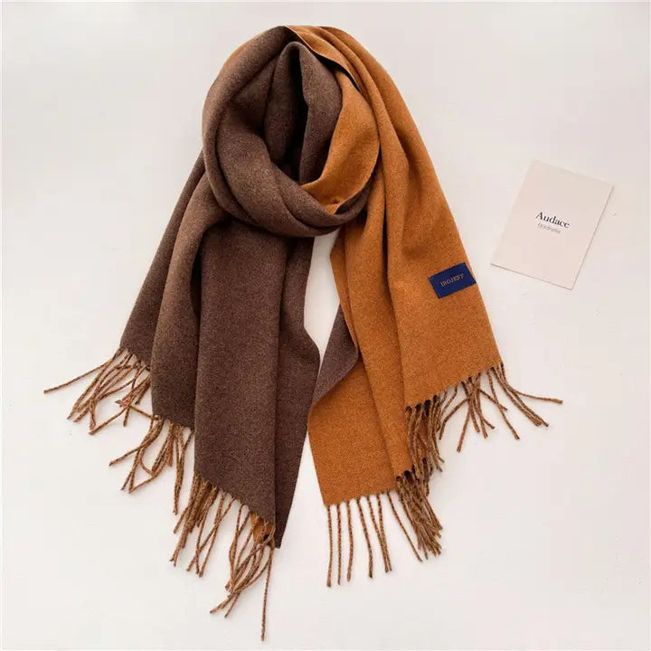 Color Scarf Double-Sided two color with tassel