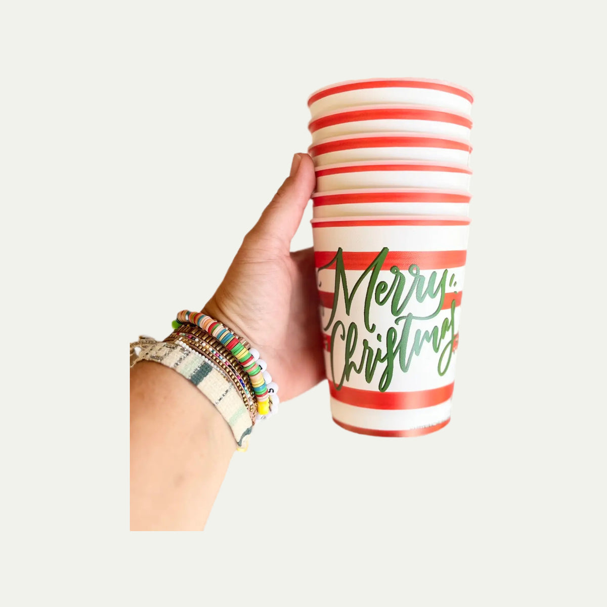 Festive Merry Christmas Reusable Party Cups / set of 6