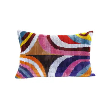 Silk Velvet Ikat Pillow Cover-Mod