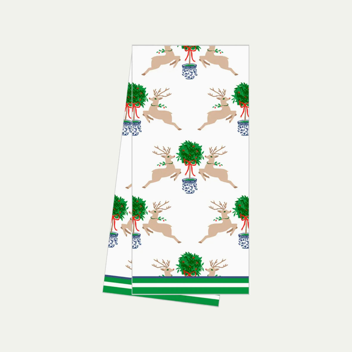 Reindeer Topiary Tree Christmas Tea Towel