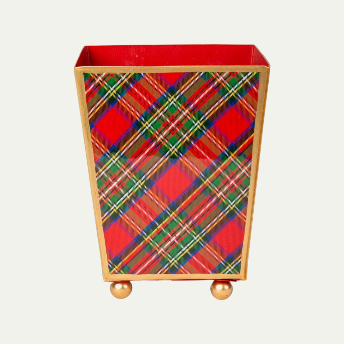 Royal Tartan Enameled Square Cachepot Planter