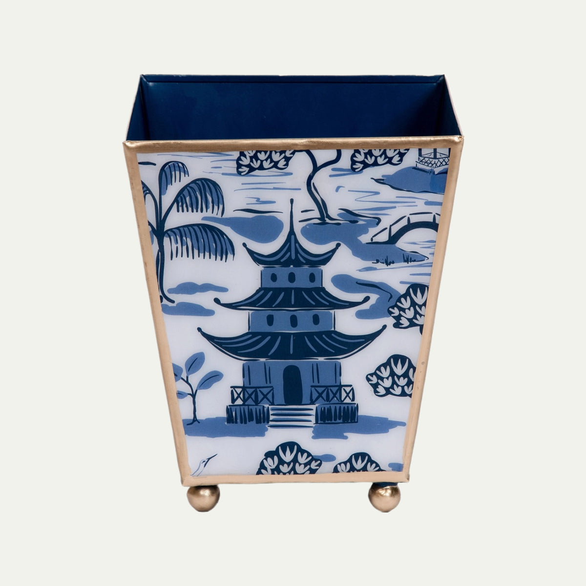 Kyoto Pagoda Enameled Square Cachepot Planter