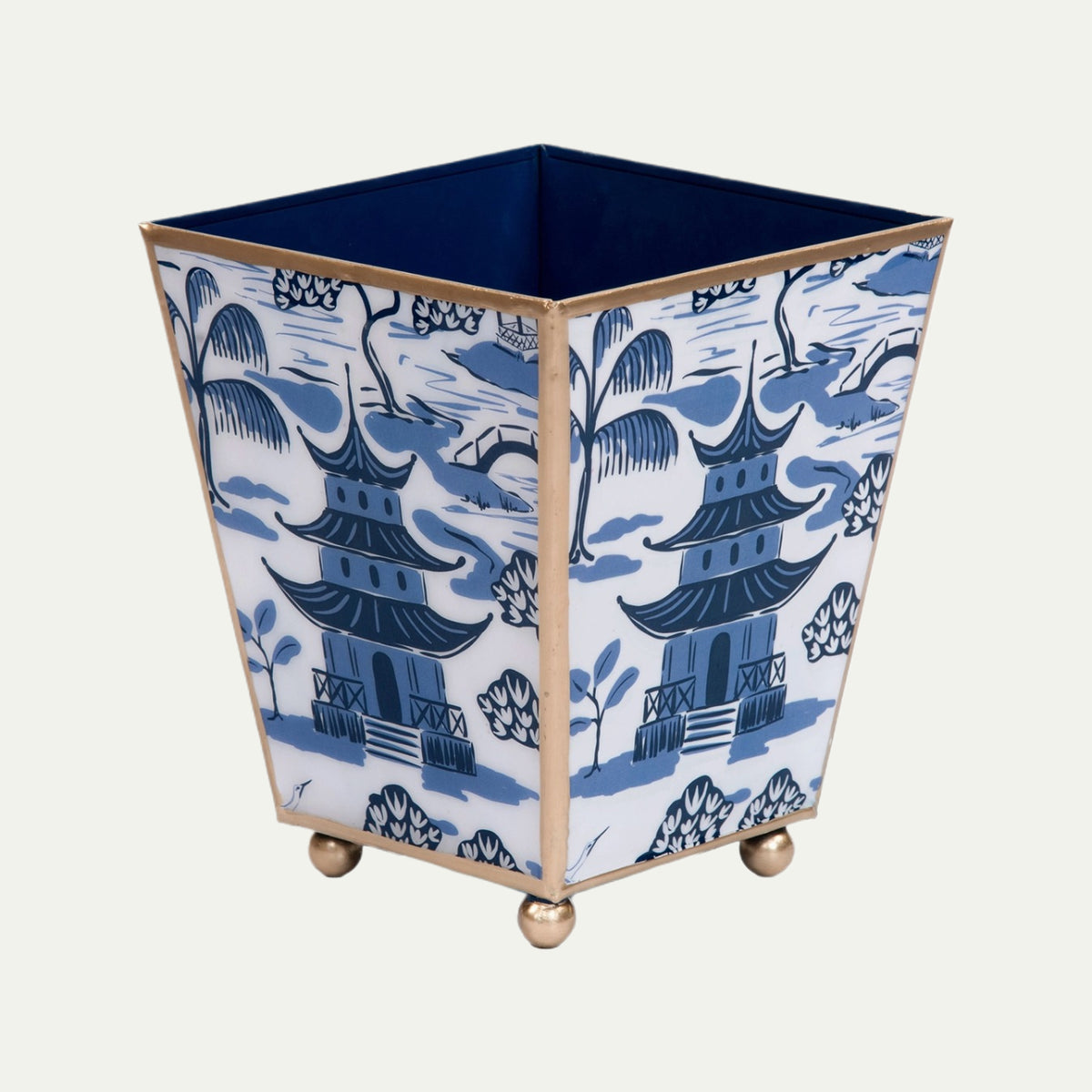 Kyoto Pagoda Enameled Square Cachepot Planter