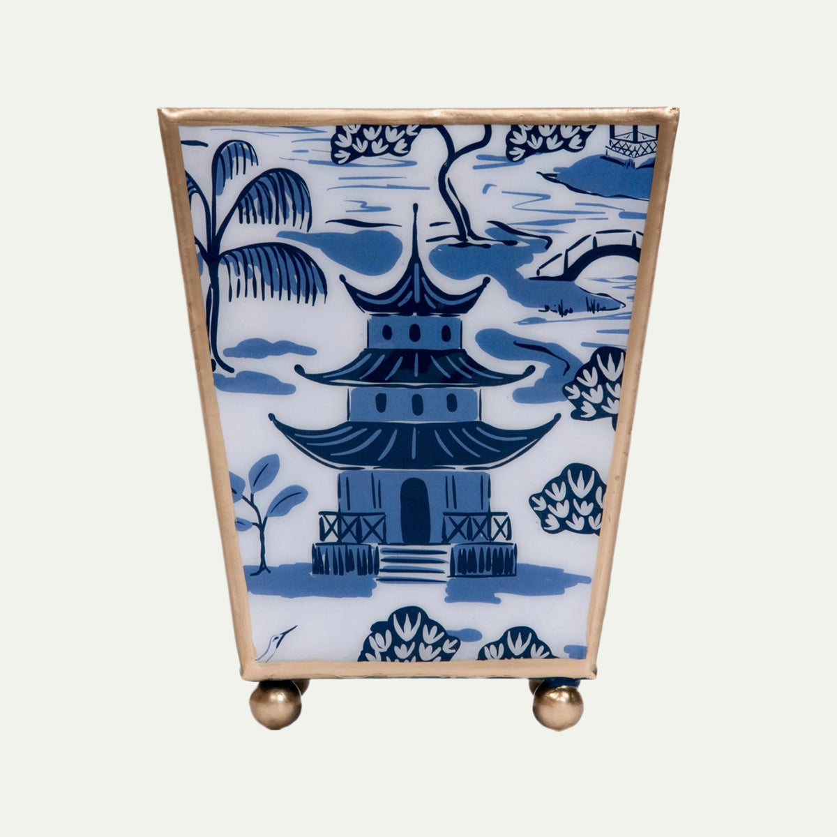 Kyoto Pagoda Enameled Square Cachepot Planter