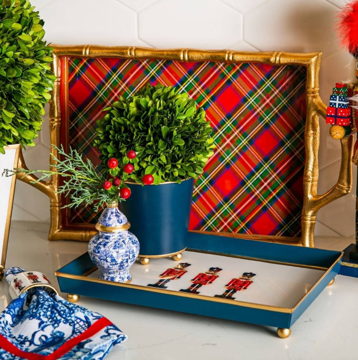 Royal Tartan Enameled Chang Mai Tray