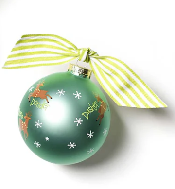 Christmas Calling Reindeer Glass Ornament