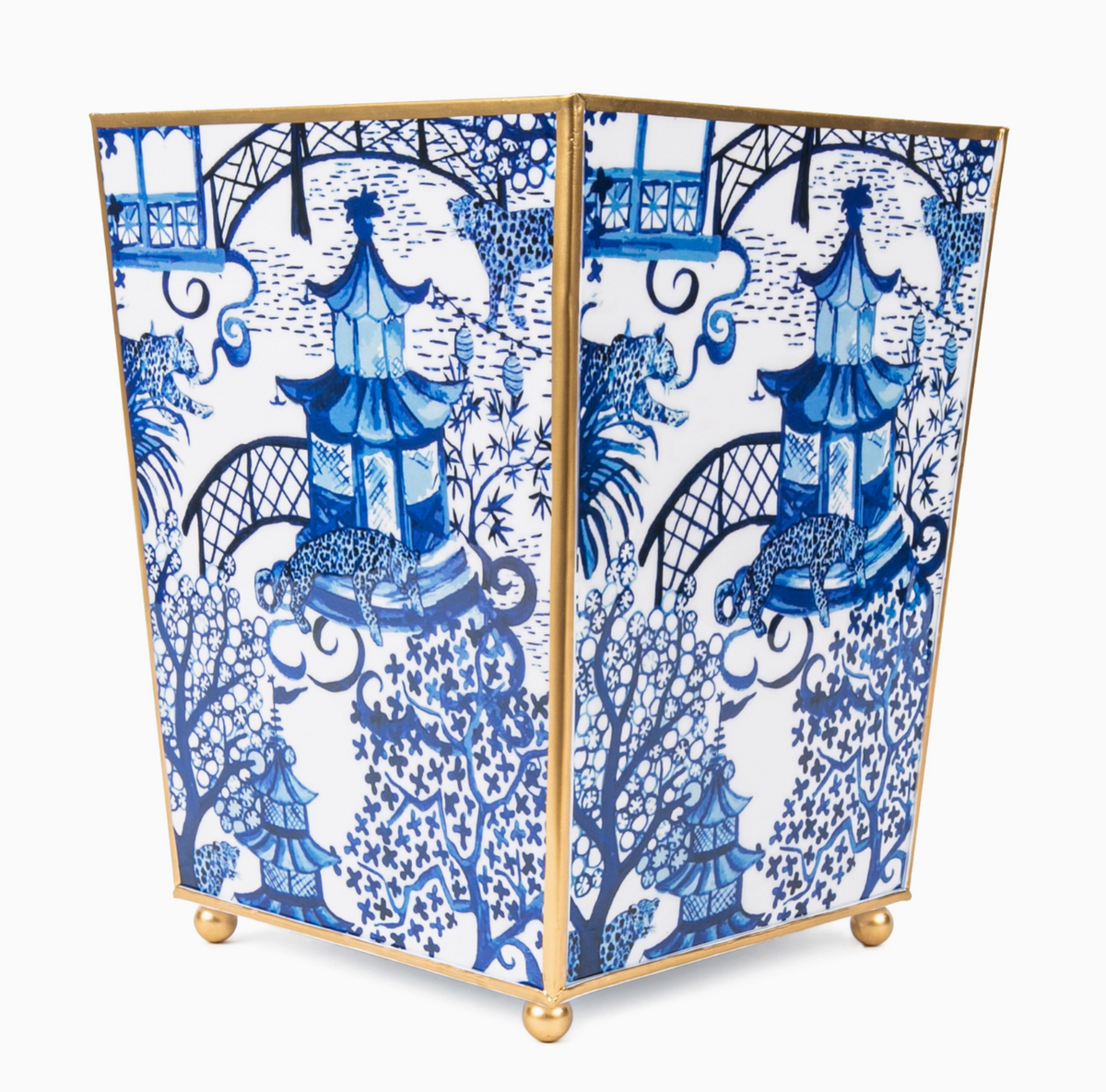 Garden Party Enameled Square Wastebasket