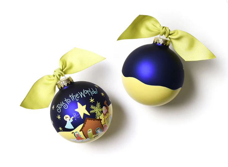 Joy to the World Nativity Glass Ornament