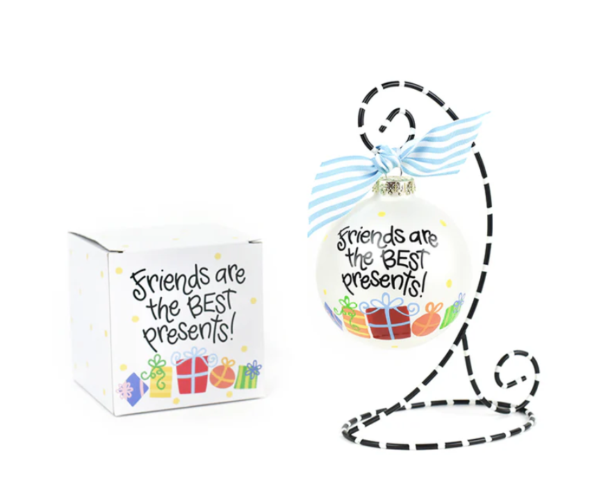Friends are the Best Present Glass Ornament