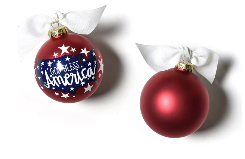 God Bless America Glass Ornament