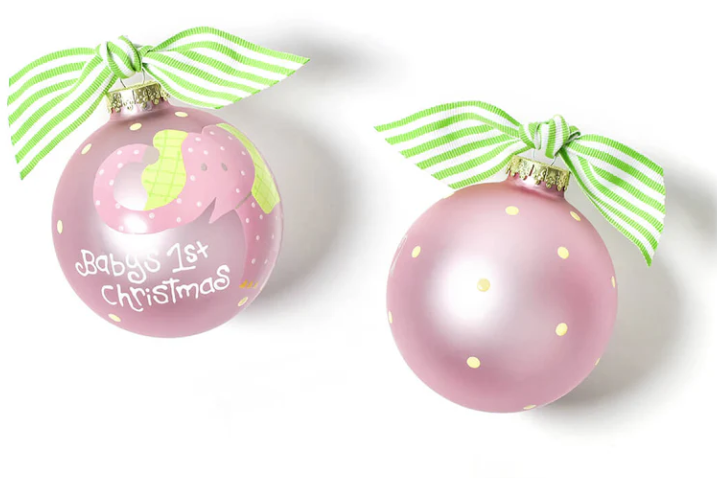 Baby's First Christmas Glass Ornament- Elephant