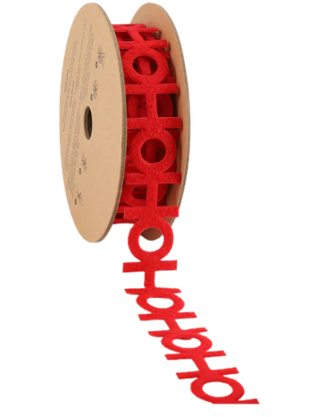 1" Ultra Sonic Trim| Ho Ho Ho On Red Ribbon