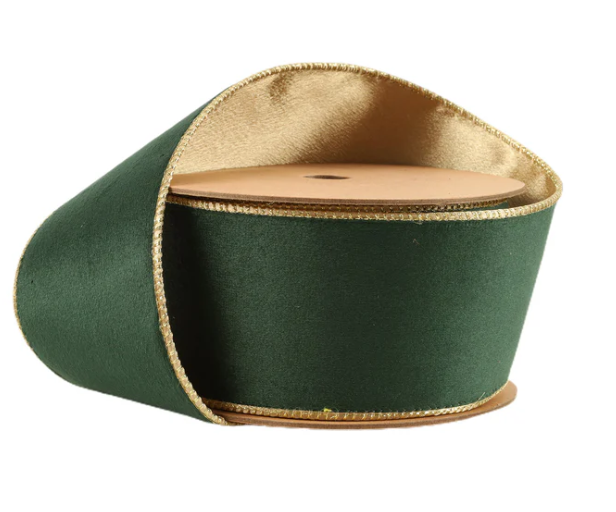 2 1/2" Reversible Flat Velvet/Lurex Wired Ribbon