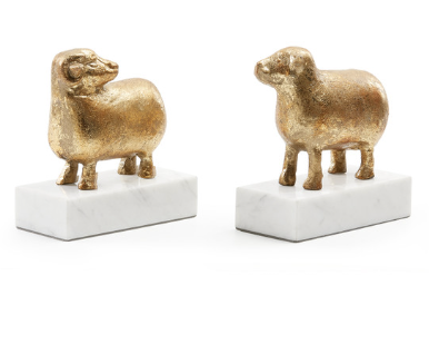 Sheep Bookends /Gold Leaf