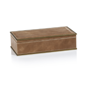 Ampezzo Leather Box with Brass Trim 9"x 4.75"