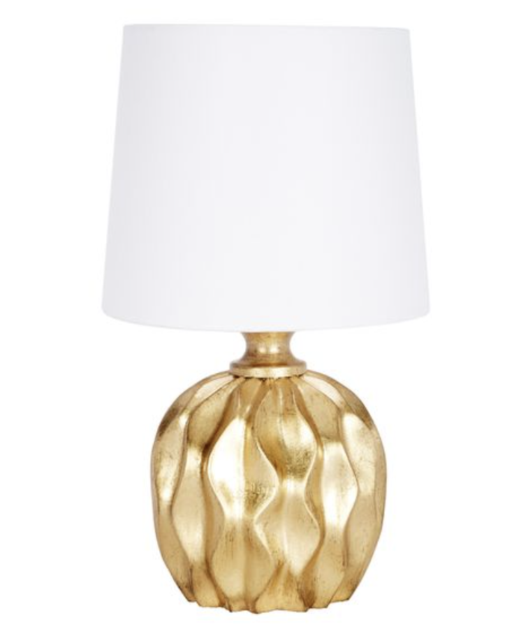 Oscar Gold Leaf Mini Lamp With White Linen Shade