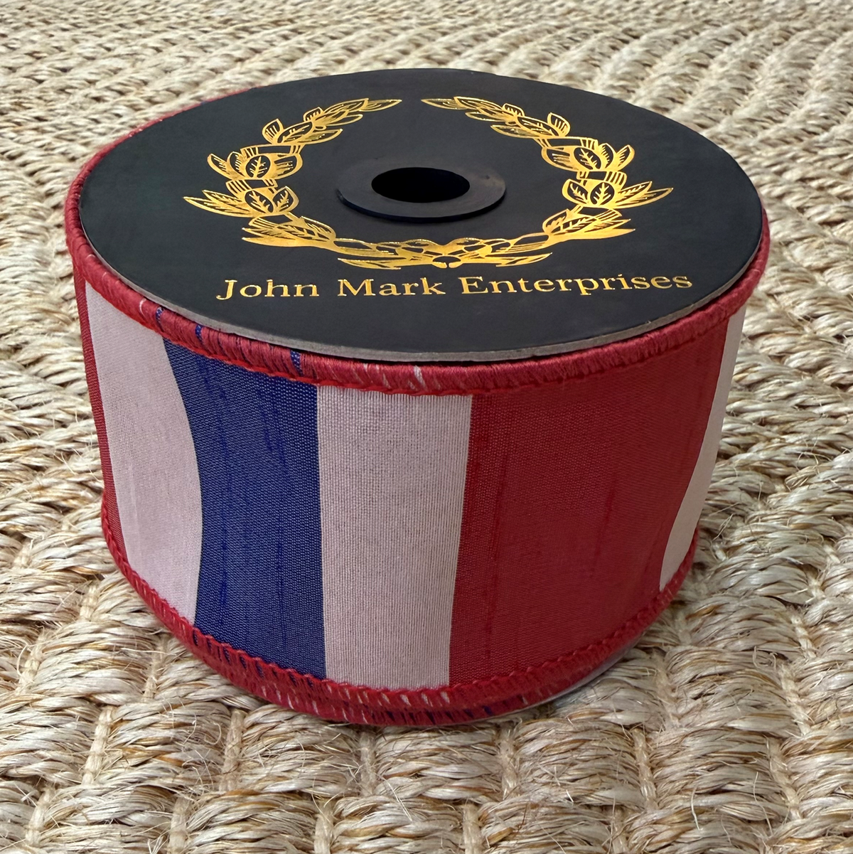 Red White Blue Stripe Dupion Ribbon