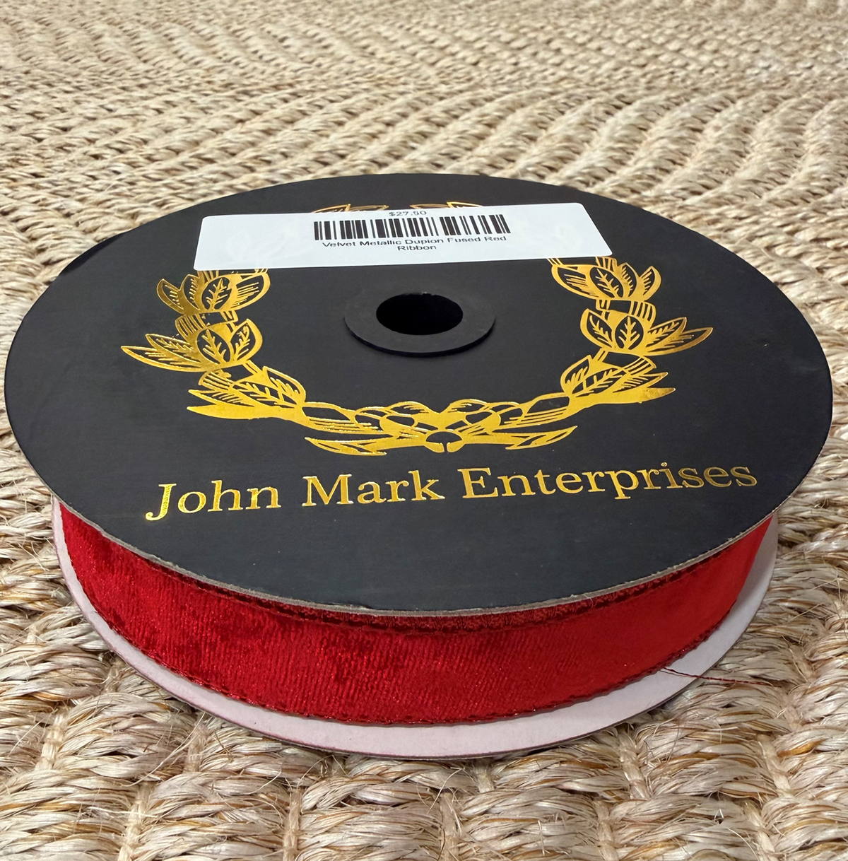 Velvet Metallic Dupion Fused Red Ribbon