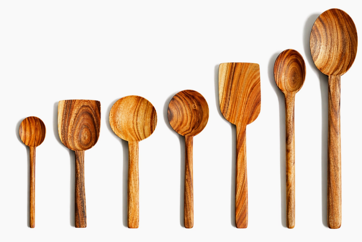 Natural Teak Wooden Cooking Utensil Set (7 Pc)