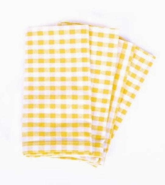 Yellow Gingham Dinner Napkin Set