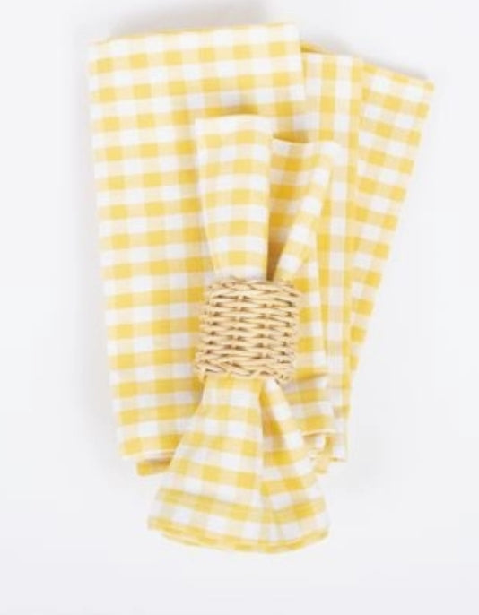 Yellow Gingham Dinner Napkin Set