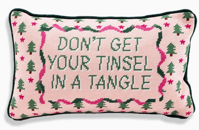 Tinsel in A Tangle Needlepoint Pillow