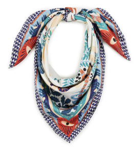 Ciao Amore Print Blue Medium Square Scarf