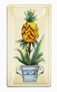 Hawaiian Planted Pineapple Glass Decoupage Tray