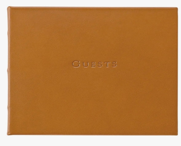 Guest Book British Tan Traditional Leather