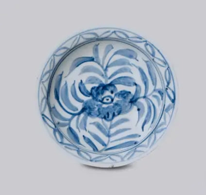 Small Blue and White Porcelain Floral Dish