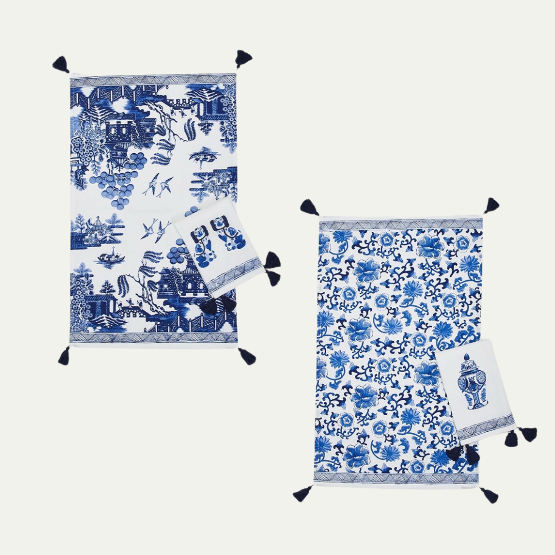 Chinoiserie Blue &amp; White S/2 Dish Towels