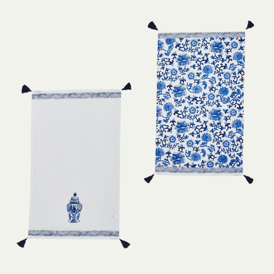 Chinoiserie Blue &amp; White S/2 Dish Towels