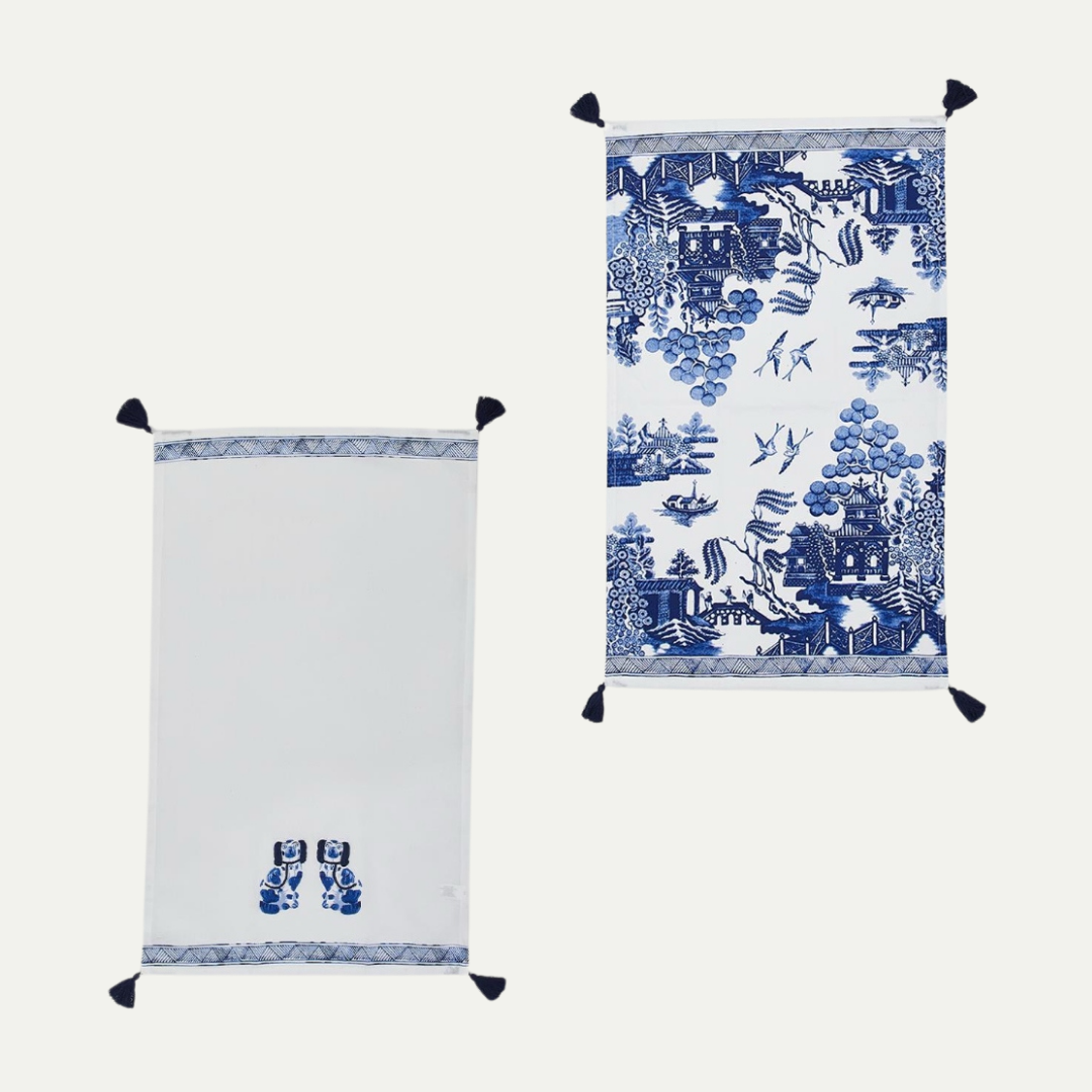 Chinoiserie Blue &amp; White S/2 Dish Towels