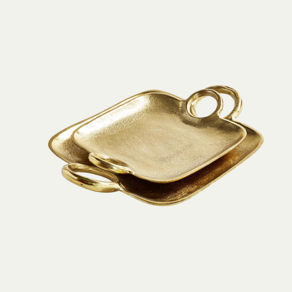 Decorative Gold Tray with Handles RBR Interiors