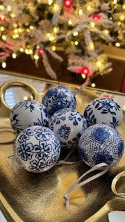 Set of 6 Christmas Chinoserie Balls