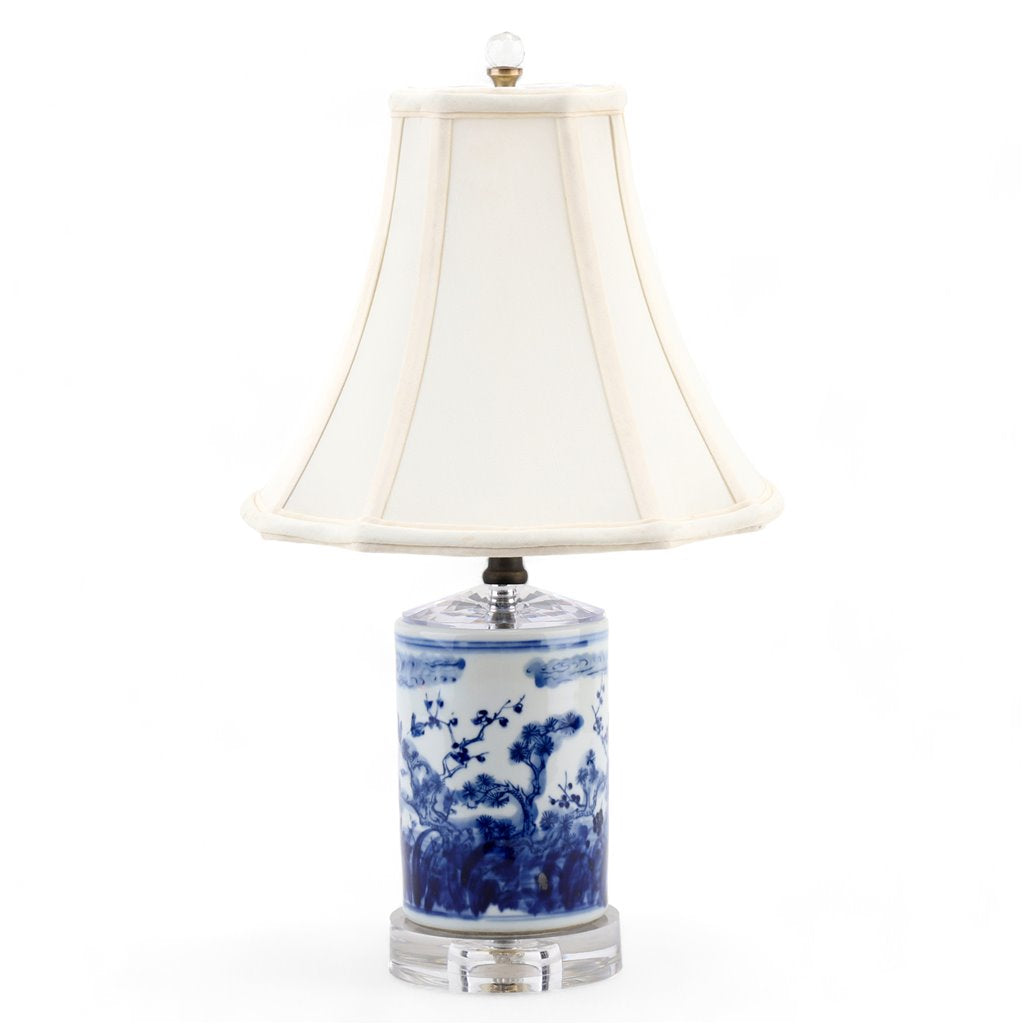 Blue and White vase floral lamp with acrylic base