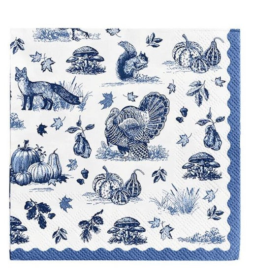Falling for Blue Toile Cocktail Napkin