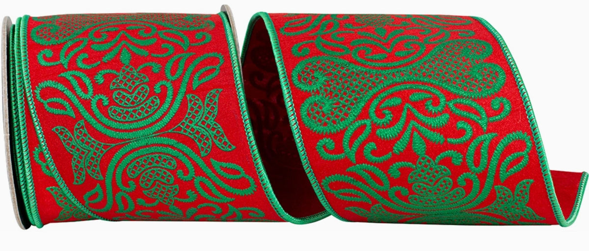 Regal Filigree Printed Christmas Dupioni Wired Edge