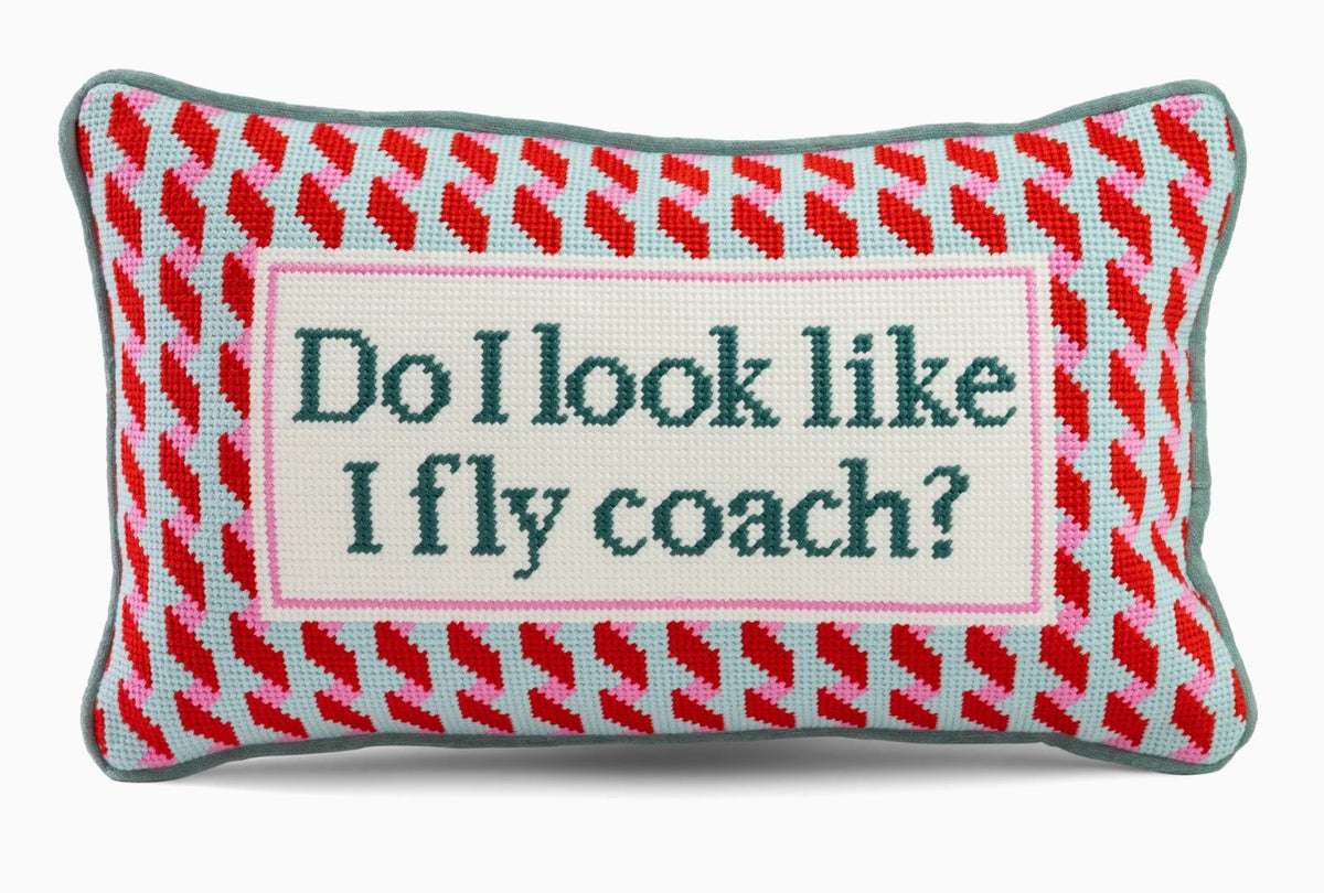 Fly Coach Needlepoint Pillow
