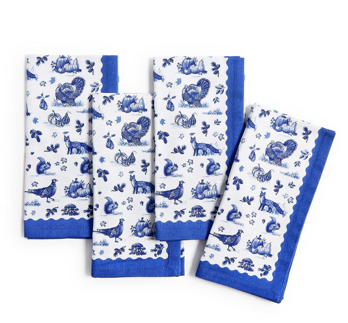 Falling for Blue Toile Cloth Napkin Set