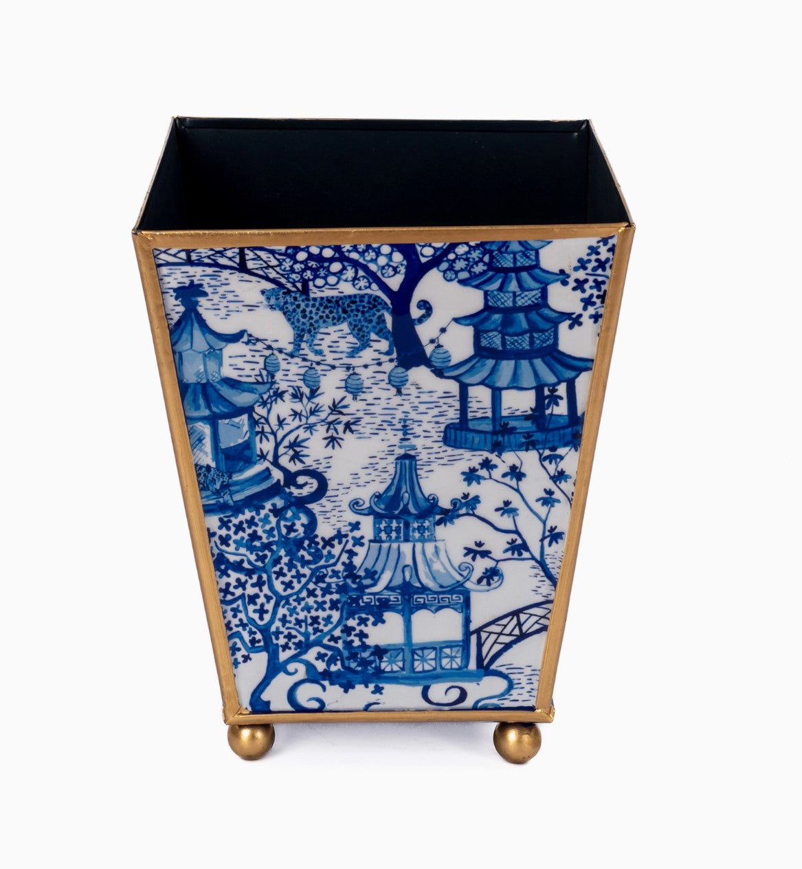 Garden Party Enameled Square Cachepot Planter