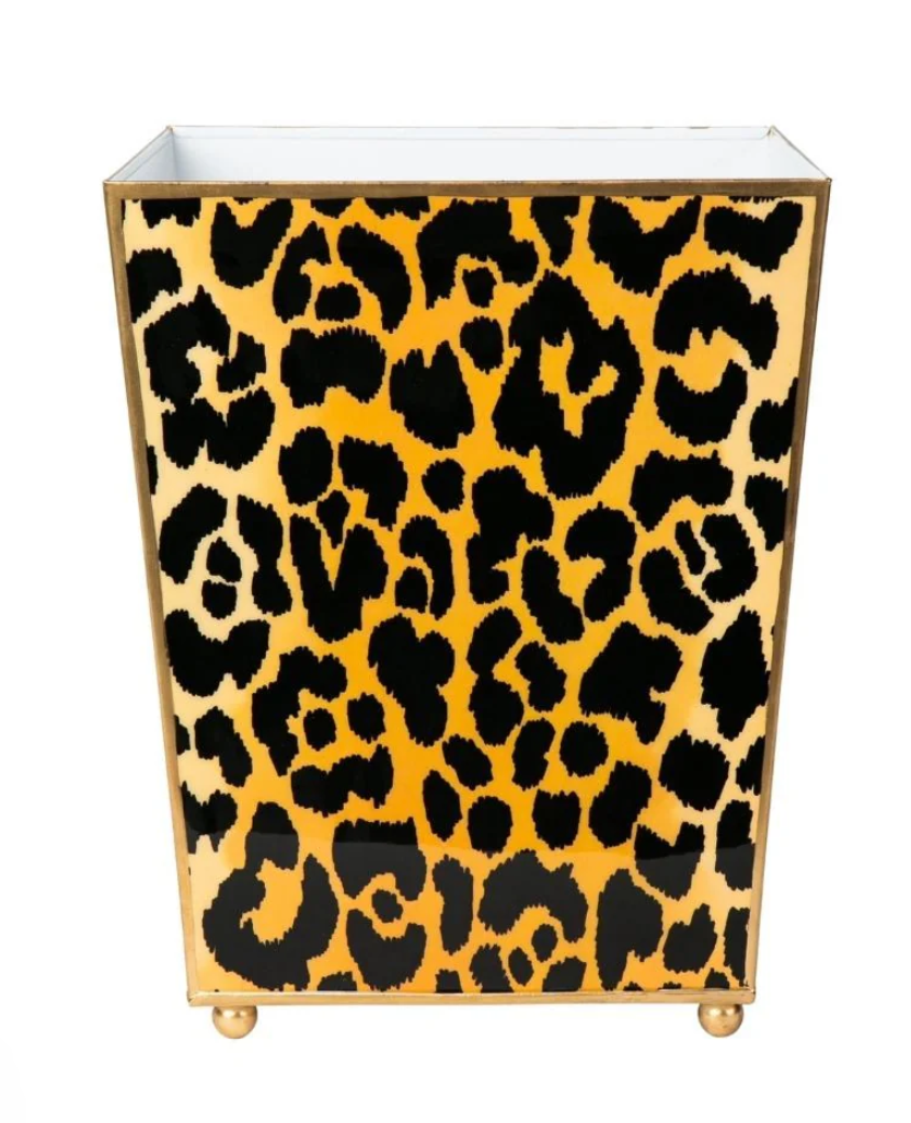 Leopard Spots Enameled Square Wastebasket